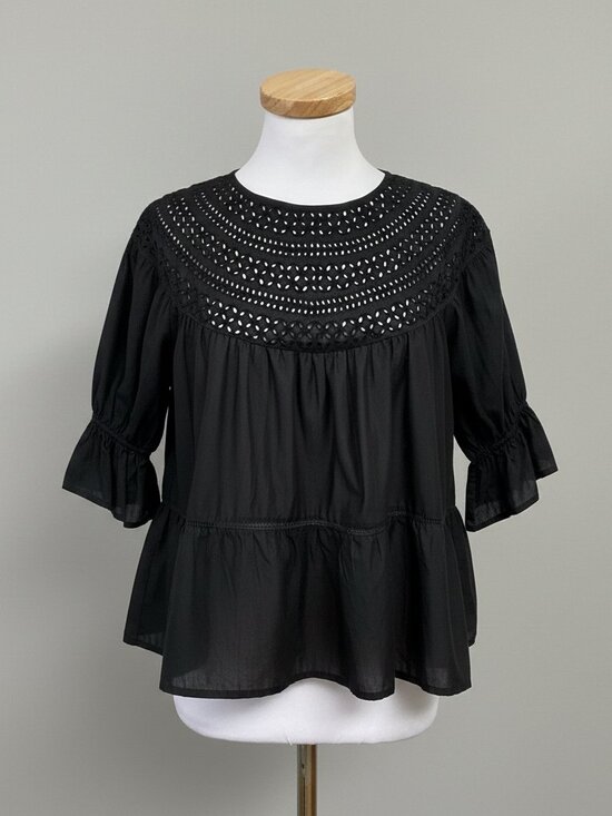 Merlette black eyelet Sol blouse size XS